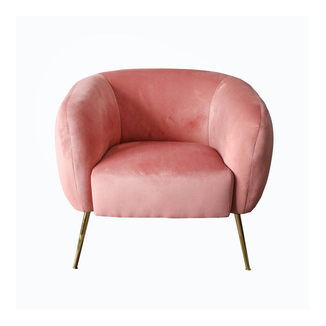 Cece Velvet Armchair in Blush Pink (3)