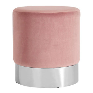 Elise Velvet Pouffe in Pink