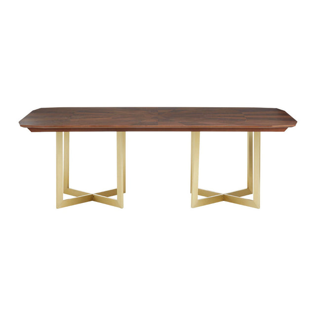 Isabelle 6 Seater Rectangular Walnut Dining Table in Gold