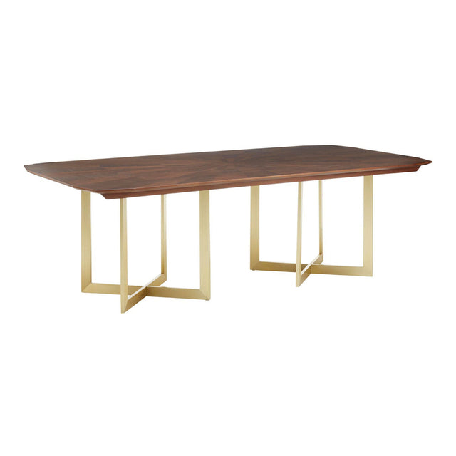 Isabelle 6 Seater Rectangular Walnut Dining Table in Gold (2)