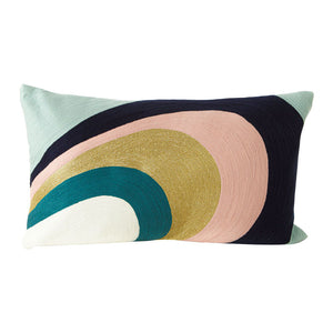 Gina Curved Stripe Cushion in Blue