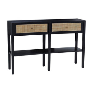 Ola Rectangular Cane Console Table in Black