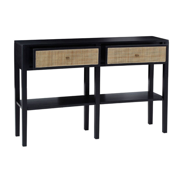 Ola Rectangular Cane Console Table in Black (3)