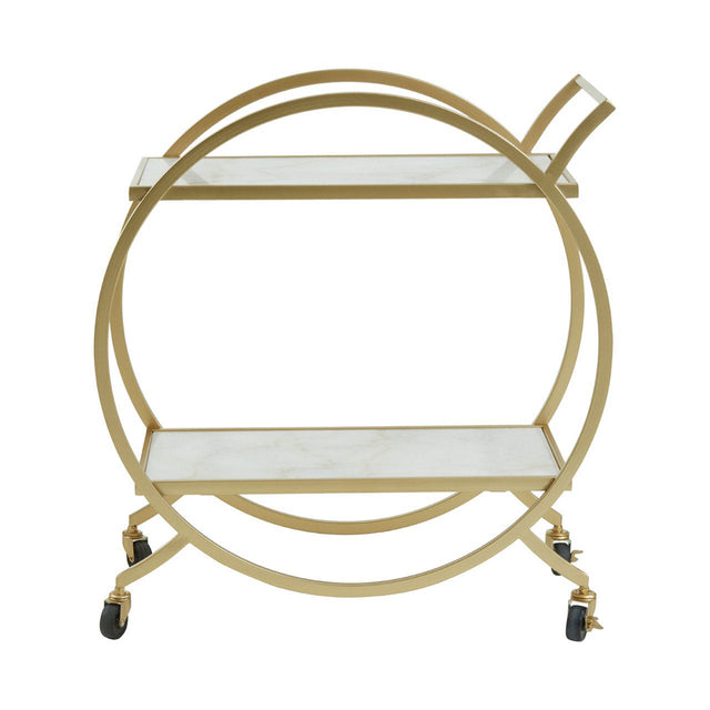 Joanna Round Marble Drinks Trolley in Gold (2)