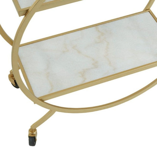 Joanna Round Marble Drinks Trolley in Gold (9)