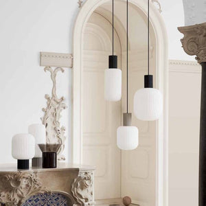 Lolly Ceiling Lamp Black Metal and White Opal Glass