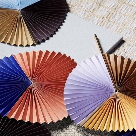 Saba Set of 4 Fans in Orange and Blue