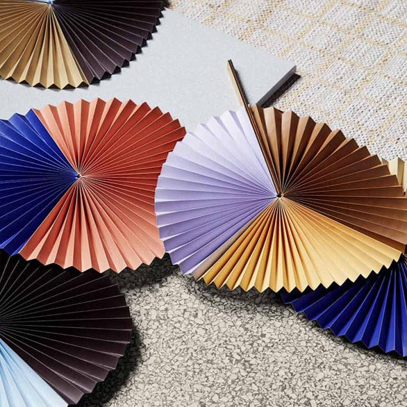 Saba Set of 4 Fans in Light Purple and Brown