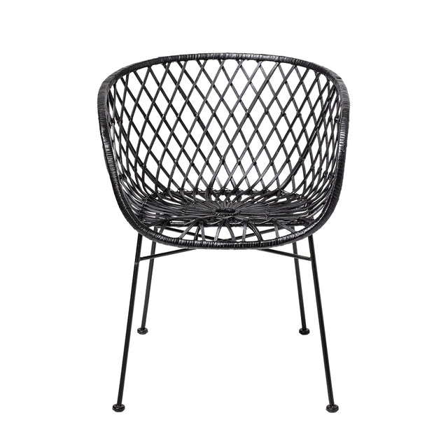 Kama Woven Rattan Lounge Chair in Black