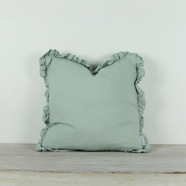 Oli Linen Ruffle Cushion in Sage