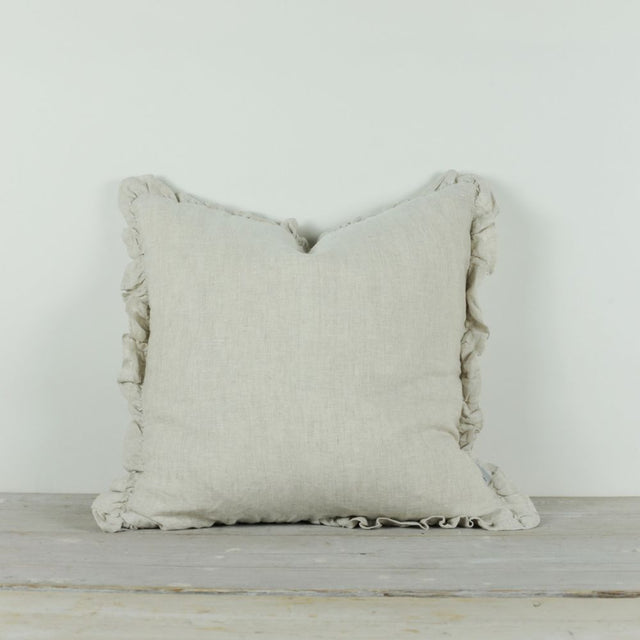 Oli Linen Ruffle Cushion in Natural