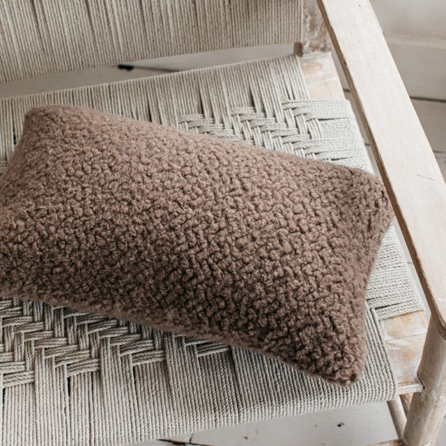 Luft Teddy Fleece Rectangular Cushion in Cappuccino