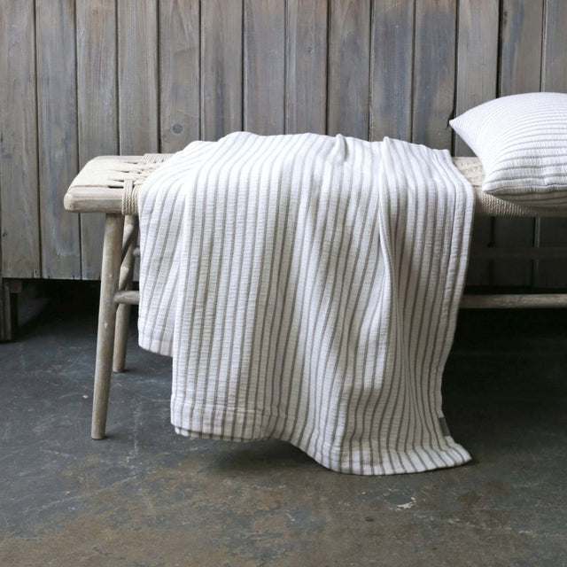 Hikari Striped Throw in Taupe & White (2)