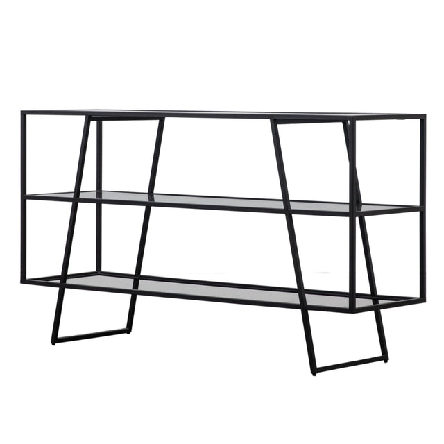 Angela Rectangular Glass Console Table in Black (4)