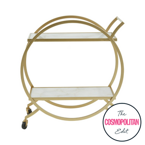 Joanna Round Marble Drinks Trolley in Gold