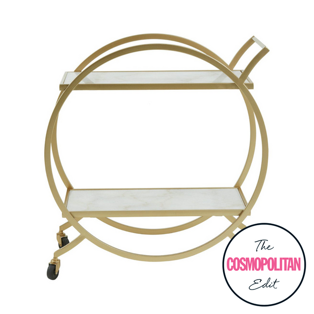 Joanna Round Marble Drinks Trolley in Gold