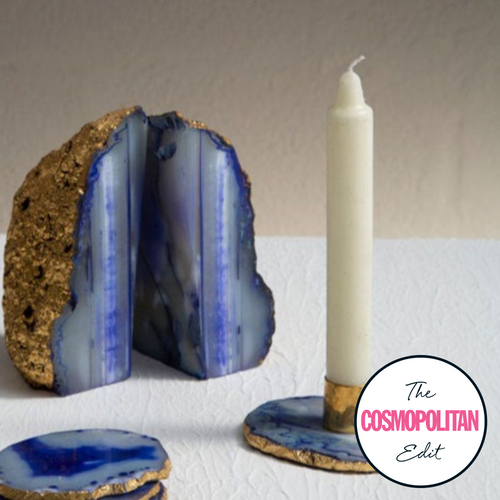 Megan Agate Candle Holder in Blue