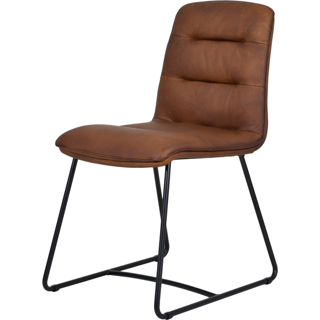 Ilyana Leather Dining Chair in Light Brown