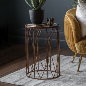 Ellie Round Side Table in Antique Gold