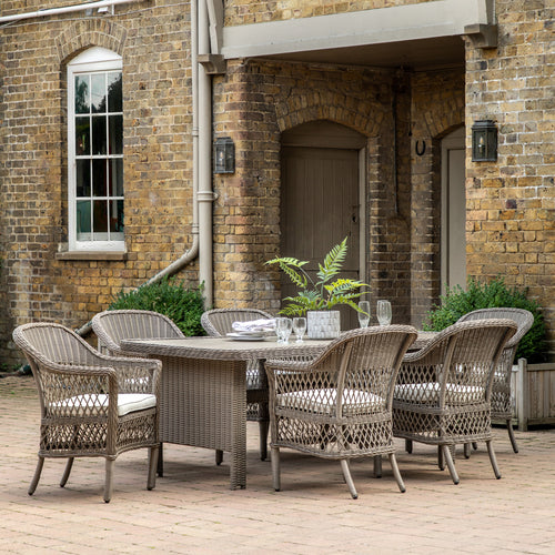 Capri Outdoor Rattan 6-Seater Dining Set in Natural