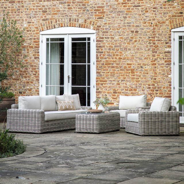 Genoa Outdoor Rattan Lounge Set in Natural