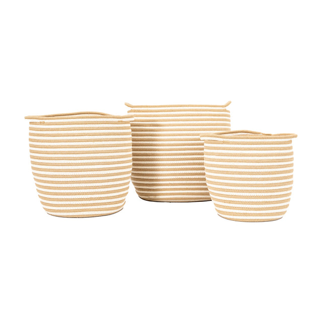 Tatum Set of 3 Nesting Storage Baskets in Cream and Tan