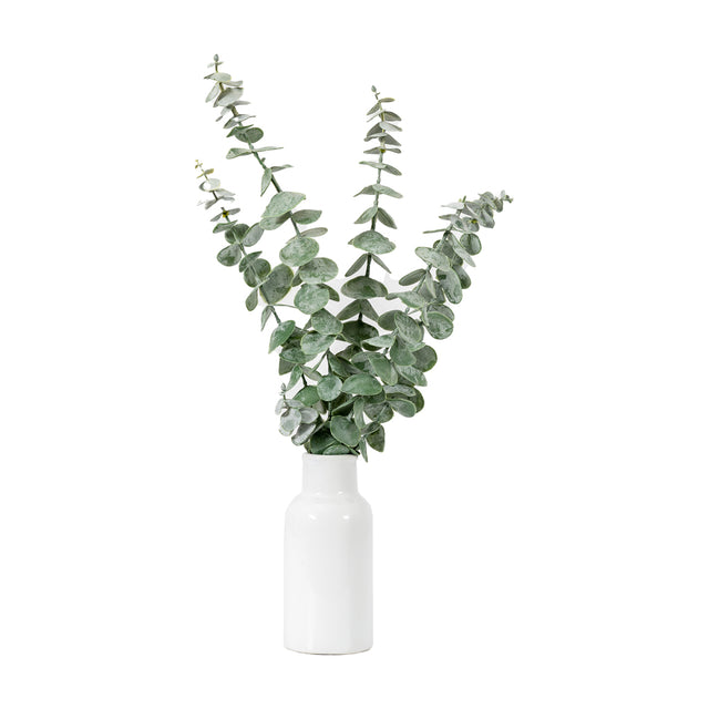 Artificial Eucalyptus Plant with White Vase