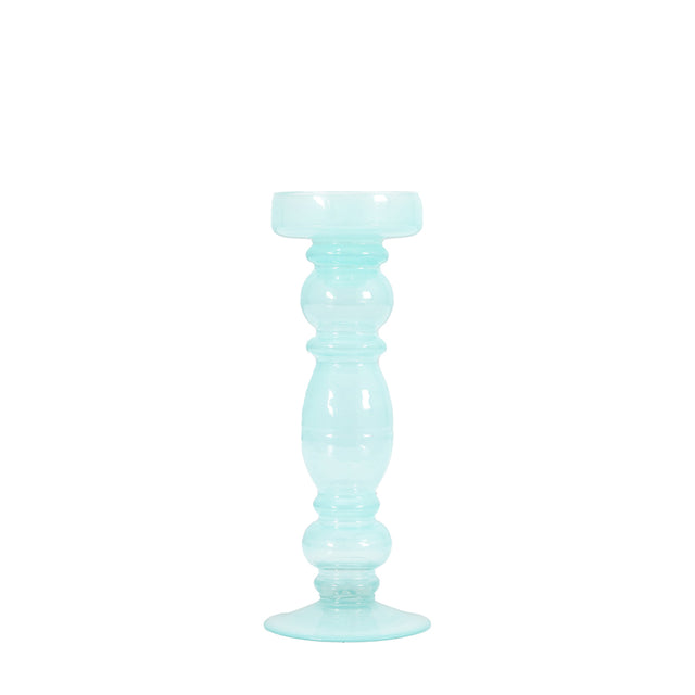 Fern Glass Candlestick in Ice Blue (5)