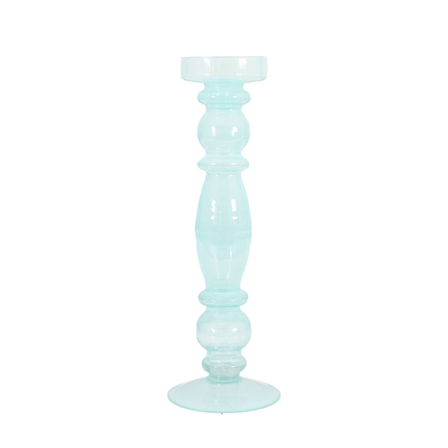 Fern Glass Candlestick in Ice Blue (6)