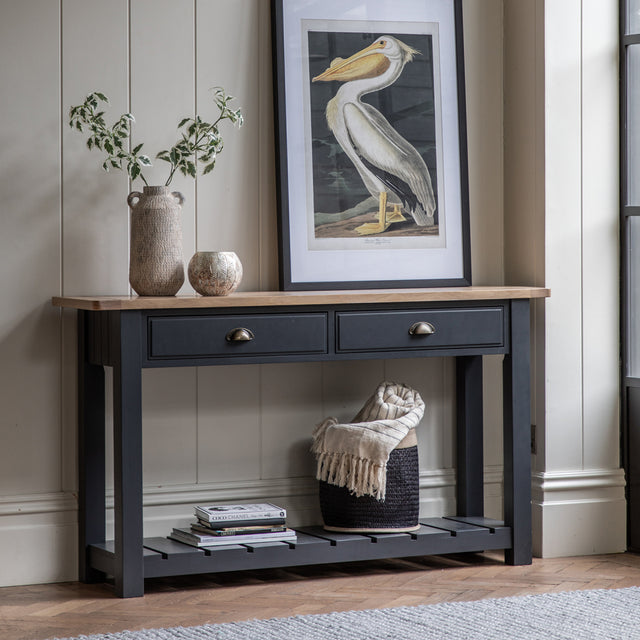 Nala 2 Drawer Wooden Console in Deep Navy (3)