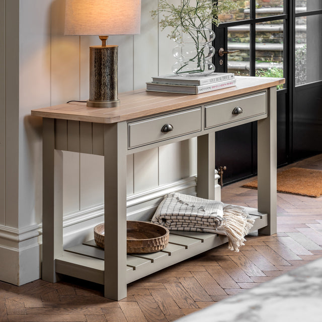 Nala Wooden Console Table in Greige