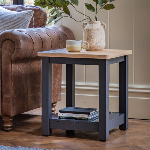 Nala Wooden Side Table in Deep Navy