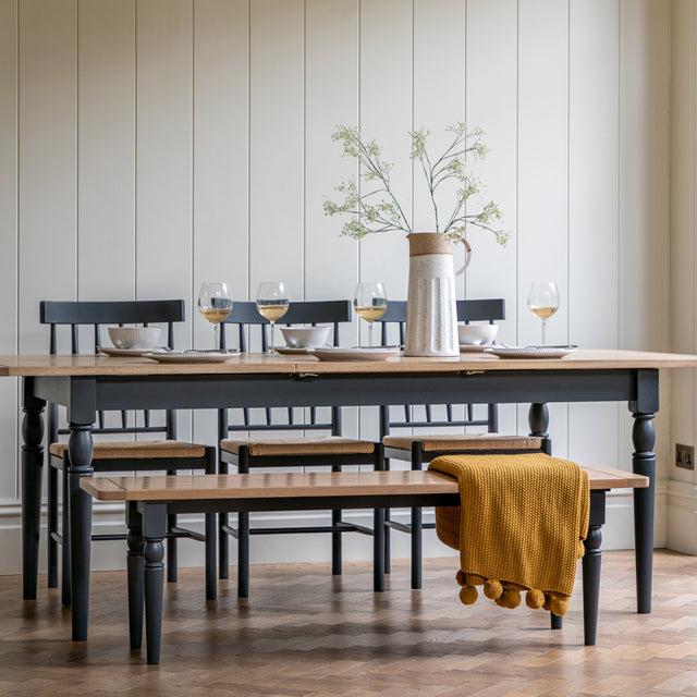 Felix 6-10 Seater Extendable Wooden Dining Table in Deep Navy (5)