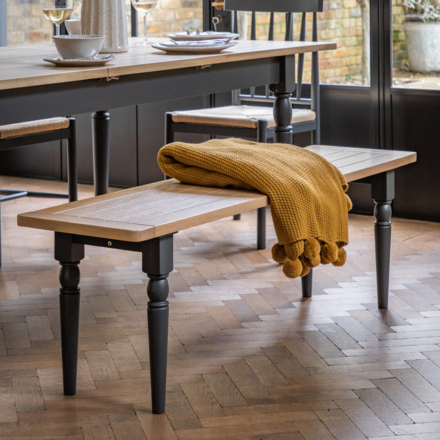 Felix Wooden Dining Bench in Deep Navy