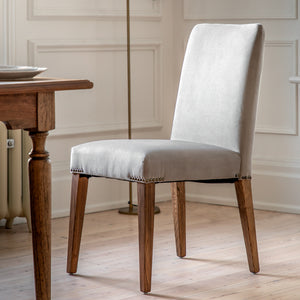 Leilani Set of 2 Velvet Dining Chairs in Neutral