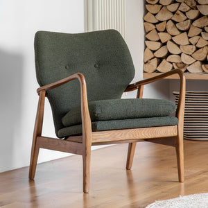 Ffion Boucle Armchair in Dark Green