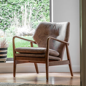 Ffion Leather Armchair in Brown