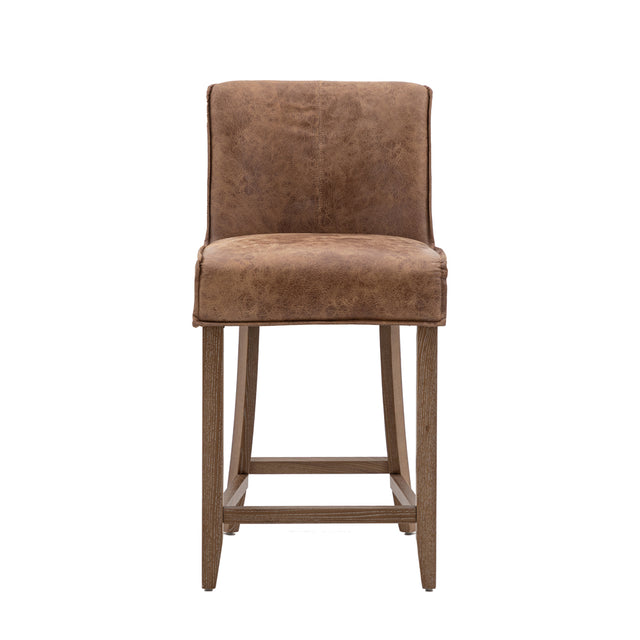 Aspen Set of 2 Leather Bar Stools in Tan