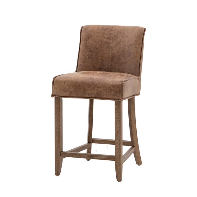 Aspen Set of 2 Leather Bar Stools in Tan (2)