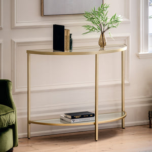 Enya Glass Console Table in Champagne Gold