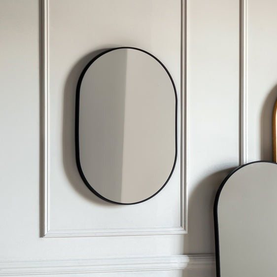 Colleen Oval Mirror in Black