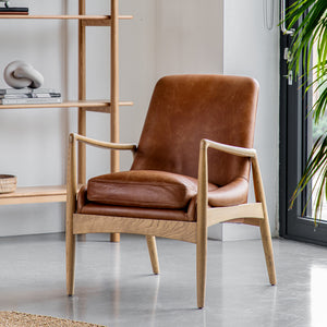 Robin Leather Armchair in Brown