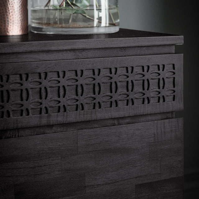 Hayleigh Mango Wood Three Drawer Sideboard in Black (2)