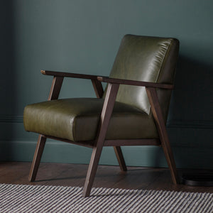 Larson Leather Armchair in Green