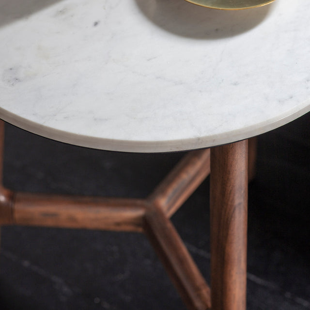 Linnea Round Marble Side Table in Dark Brown (3)