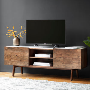 Linnea Marble & Wooden Media Unit in Brown