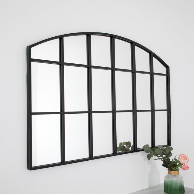 Briony Window Pane Mirror in Black