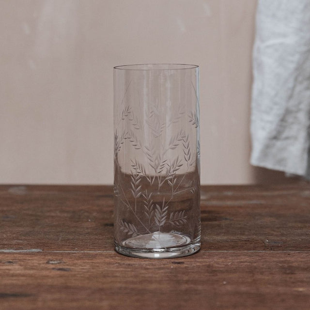 Slim Etched Fern Vase in Glass (2)