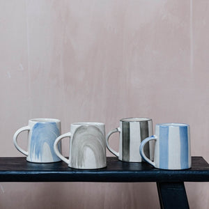 Hand-Painted Washed Stripe Chai Mug in Green