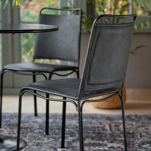 Maura Set of 2 Leather Dining Chairs in Black